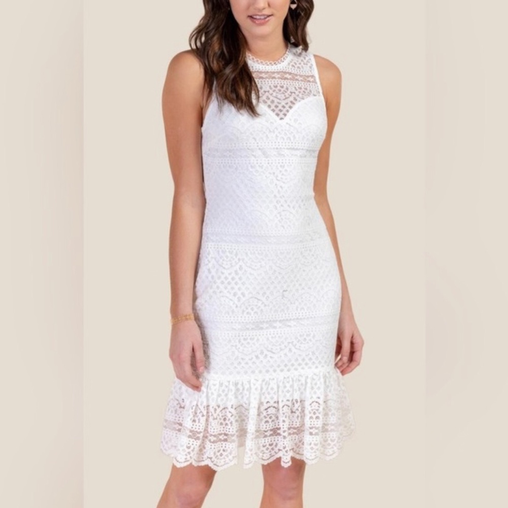 Miami white lace Midi dress Small